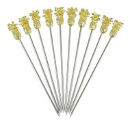 Ananas Garnish Drinkpinne Pk10 - Guld
