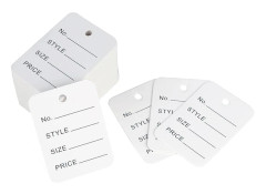 1000 st Vita Prislappar för Kläder, Storlekslappar för Kläder med Box Set, Små Pappersetiketter för Skrivbara Varor, Hänglappar för Produkt, Butik, Detaljhandel