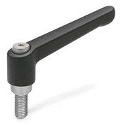 Ganter Norme Justerbara element Klämskruv med rostfri skruv, svart, strukturmatt, GN 300.1-63 från M8 - till 16 SW