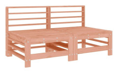 Mittensoffor 2 st med lamelldesign - Utomhussoffor i massiv douglas | Färg: Natur | Storlek: 110 kg/säte