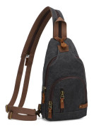 Snygg Canvas Bröstväska Crossbody Sling Ryggsäck Black Black