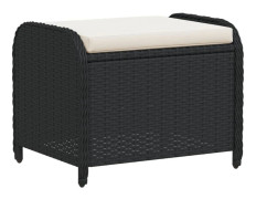 Trädgårdspall med dyna svart 58x46x46 cm konstrotting