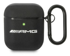 Mercedes "AMG Leather Big Logo" - "Apple AirPods" dėklas, juodos spalvos