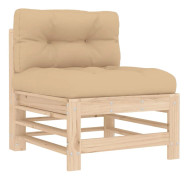 Mittensektion av massiv furusoffa med dynor - Modulär design | Färg: Naturlig | Storlek: 120x60 cm