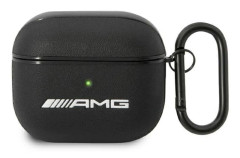 Mercedes Benz AMG läderfodral med stor logotyp för AirPods 3 - svart
