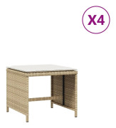 Trädgårdspallar med dynor 4 st beige 41x41x36 cm konstrotting