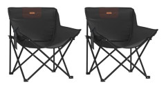 Campingstolar med ficka fällbar 2 st svart