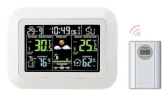 Multifunktionell Väderstation för Hem/Kontor med Digital Färgdisplay, Klocka, Temperaturmätare för Utomhus- och Inomhusbruk, Hygrometer, Väderprognos Bordsklocka