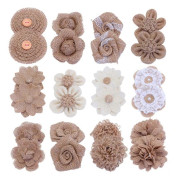 24 st Rustika Band Jute Rosor Party Jute Blomdekor Tyg Patch Blommor