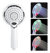 LED Duschhuvud Handhållet Dusch, 3 Färger Temperaturkontroll LED Duschhuvud, Duschmunstycke