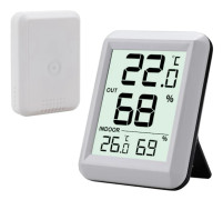 Inomhus- och utomhustermometer, ansluten termometer med trådlös utomhussensor, digital hygrometertermometer med stor LCD-display, ℃/℉-omkopplare