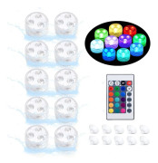 Sänkbar LED-belysning, REDGO 10-pack Uppgraderade Dammbelysningar Undervattens 16 RGB Färggradient [10 Lampor 1 IR Fjärrkontroll]