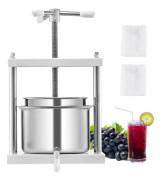 Frukt Vinpress, Manuell Press för Vinframställning, 1.45 Gal/5L Rostfritt Stål