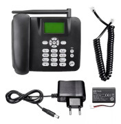 (Svart) Fast trådlös telefon 4G skrivbordstelefon stöder GSM 850/900/1800/1900MHz SIM-kort trådlös telefon med antenn radioklocka