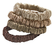 Lenoites Mulberry Silk Skinny Scrunchies Beige, Light Brown, Brown, Coffee