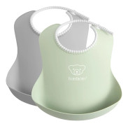 BabyBjörn Baby Bib -matslapp, 2 st, Grå / Pulvergrön