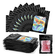100 stycken Mylar-påsar per förpackning, Zipper-påsar, Återförslutningsbara Mylar-påsar. Återförslutningsbara mångsidiga påsar för godis, kakor, smycken (Svart, 7 * 10)