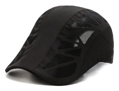 Barrett-keps för män, lätt justerbar snabbtorkande ventilerande basker Gatsby Newsboy-hatt i mesh, mjuk skärm Cabbie-keps