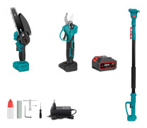 Borstlös teleskopisk stång elektrisk kedjesåg, 6 tum guideplatta, 3500W effekt,1 Batteri EU Kontakt