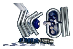 Aluminium Intercooler Turbo Rörkit, Högtemperatur Silikon Slangar, Inkluderar Olika Rörformer