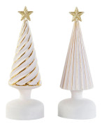 Jul Bauble DKD Home Decor White Golden 9 X 9 X 25 CM (2 enheter)