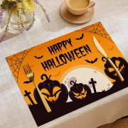 Halloween Servetter Set om 4 Bordstabletter Tvättade Spöke Borddekoration för Inomhus Utomhus Fest Kök Matbord
