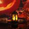 4 st Halloween Dekorationer Inomhus, Ljuslykta med LED-lampor, Halloween Lykta LED Mönster Nattlampa Simulerad