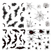 Halloween Spindelklistermärken Spindelnät Fladdermöss Spindelnät Dekaler Semester Goth Vägg Läskiga Spöklika Klistermärken Rum Fönster Vägg