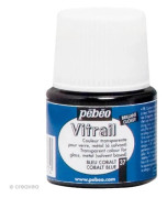 Transparent målat glasfärg - Pébéo - 45 ml - Transparent koboltblå Transparent koboltblå