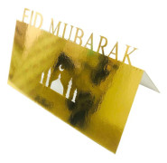 Reflekterande guld 100 st 3D-bokstäver Mubarak Bord Inbjudningskort Utskurna Palats Måne Pappersplatskort Festivalfest Dekoration Reflekterande guld