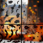 Halloween Fönsterdekorationer Spöklikt Monster Klistermärken Halloween Läskig Silhuett Fönsterposter Dekaler Skräckklistermärken