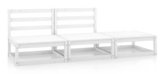 vidaXL Loungegrupp 3 delar vit massiv furu