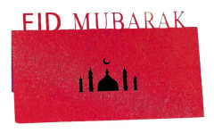 Röd 100 st 3D-bokstäver Mubarak Bordinbjudningskort Utskurna Palats Måne Pappersplatskort Festivalfest Dekoration Röd