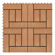 WPC Trall 11-delar 30x30 cm - Hållbar & Vattenbeständig | Färg: Teak | Storlek: 1 kvm
