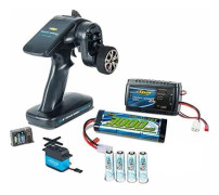 Carson Reflex Pro 3 elektriska 2 fjärrkontroller 4 GHz med batteri och servo, kompatibel med Tamiya RC kit,