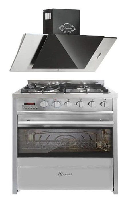 Fristående gaskök 90 cm GURARI GCH E 610 X - Elektrisk ugn 60 L - Fläktkåpa 60 cm - 1000m³/h