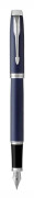 Parker IM, Blå, Påfyllning med bläckpatronssystem, Blå, Gjuten aluminium, mässing, Metall, Rund spets, Rostfritt stål