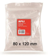 Återförslutbar plastpåse - APLI - 80 x 120 mm - Paket med 100 - PE 50µ