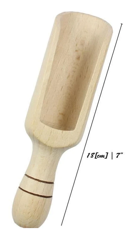 efo stor träsked - rustik badsaltsked - träsalt- och kryddskopa - storlek 18cm