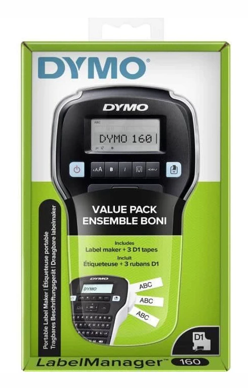 DYMO LabelManager 160 Value Pack met 3 D1-Bänder 12mm Qwertz