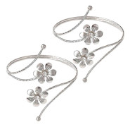 2 st Gardinbandhållare i Metall, Blommönster, Gardinband, Gardinbandhållare, Draperi Hållare, Klämma för Hem, Kontor, Silver, 30,5 x 1,3 cm