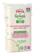 LOVE & GREEN Hypoallergen fyrkantig bomull - 100 % organisk bomull oblekt - 60 bomull