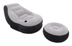 Sammetsfåtölj med fotstöd 130 x 99 x 76 cm INTEX 68564
