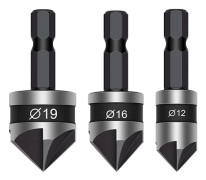 2584000 3 Försänkare 1 Skäregg Ø 12 16 19 Mm Stål Ws Sexkantsskaft 45° Vinkel Silver