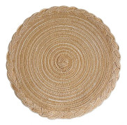 Set med 6 Placemats, Värmebeständiga Vävd Placemats, Polyester, Tvättbar Halkfri Rund Bordsunderlägg, Handvävda Euro Placemats (Khaki, 18cm)