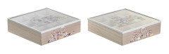 Låda för örtte DKD Home Decor Glas Metall Multicolour Trä MDF (24,5 x 24,5 x 6 cm) (2 antal)