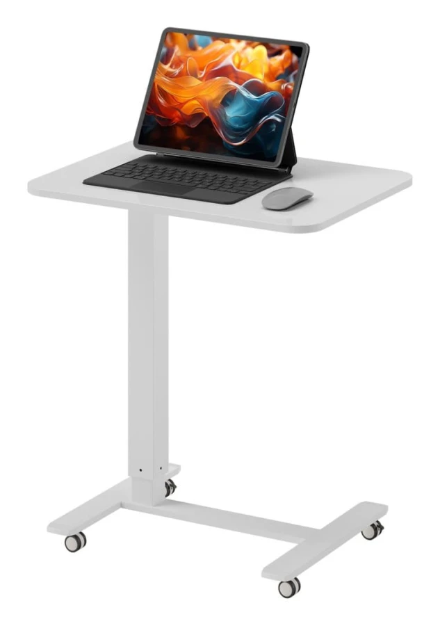 Rootz steh desht höjd justerbar skrivbord - mobil bärbar dator - ergonomisk arbetsyta - sit/stativalternativ - vit - 65 cm x 48 cm x 70-110 cm