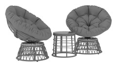 Rootz 3 -stycken trädgårdsmöbler set - Papasan fåtöljer - uteplatsuppsättning - 360 ° roterande stolar - polyester rotting - 85 cm x 70 cm x 82 cm, ta