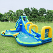Bouncy Castle Uppblåsbar vattenrutschbana Play Pool Water Park med rutschkana 478x365x242cm