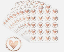 6 Förslutningsetiketter för Kuvert - 3,2 cm Hjärtformade Förslutningsetiketter Självhäftande Kuvert, Transparenta Hjärtformade Kuvertetiketter (Roséguld)